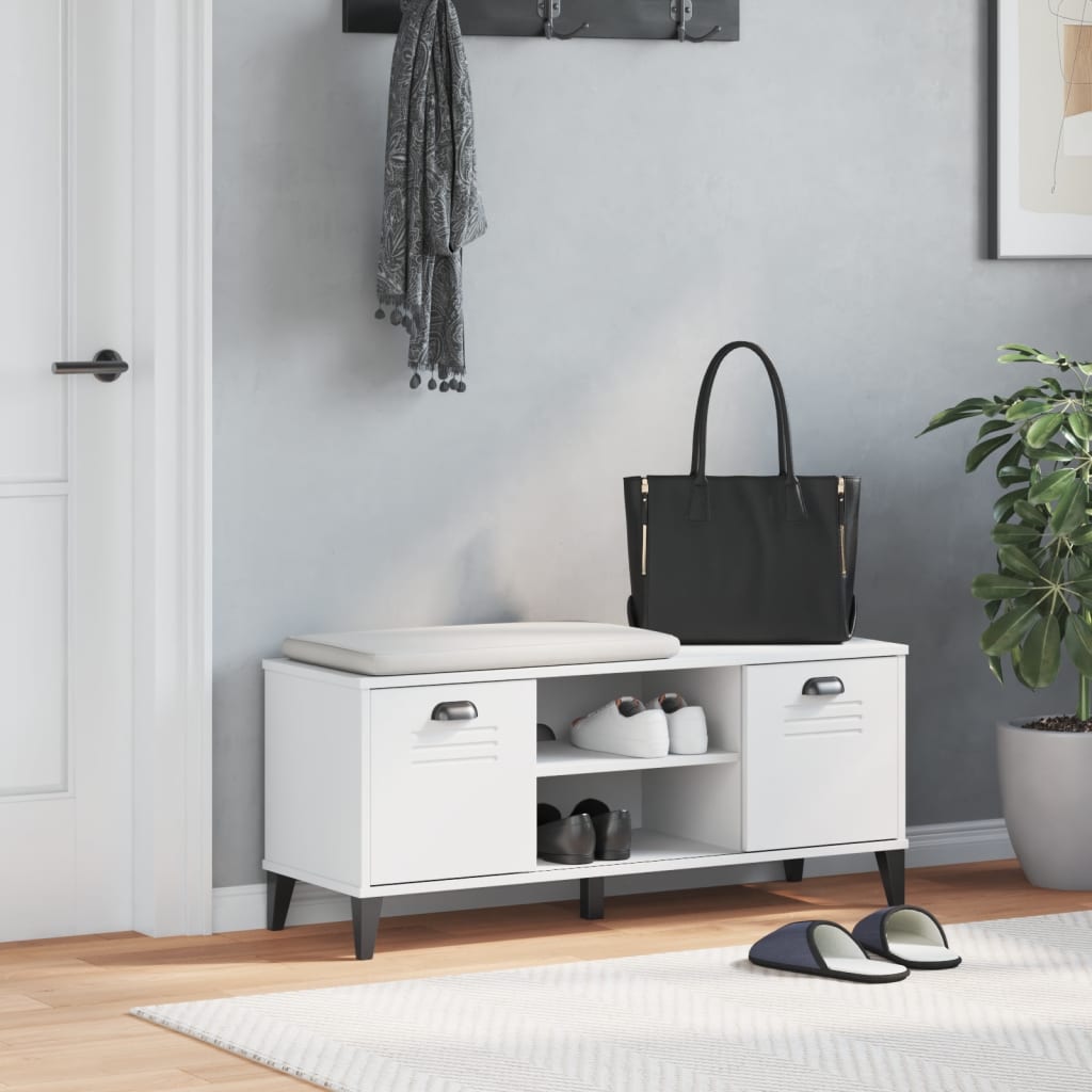 Klupa za cipele VIKEN bijela 106 x 35 x 45 cm konstruirano drvo