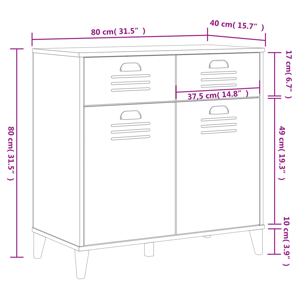 Komoda VIKEN antracit siva 80 x 40 x 80 cm konstruirano drvo