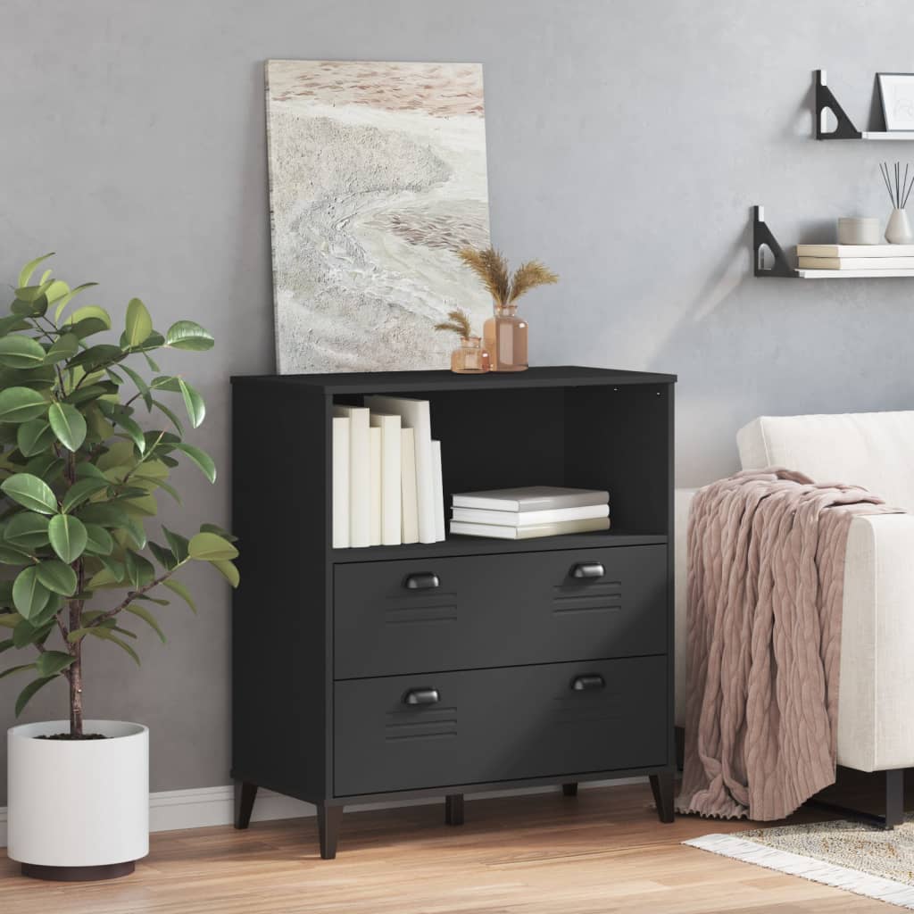 Regal za knjige VIKEN crni 80 x 40 x 90 cm konstruirano drvo