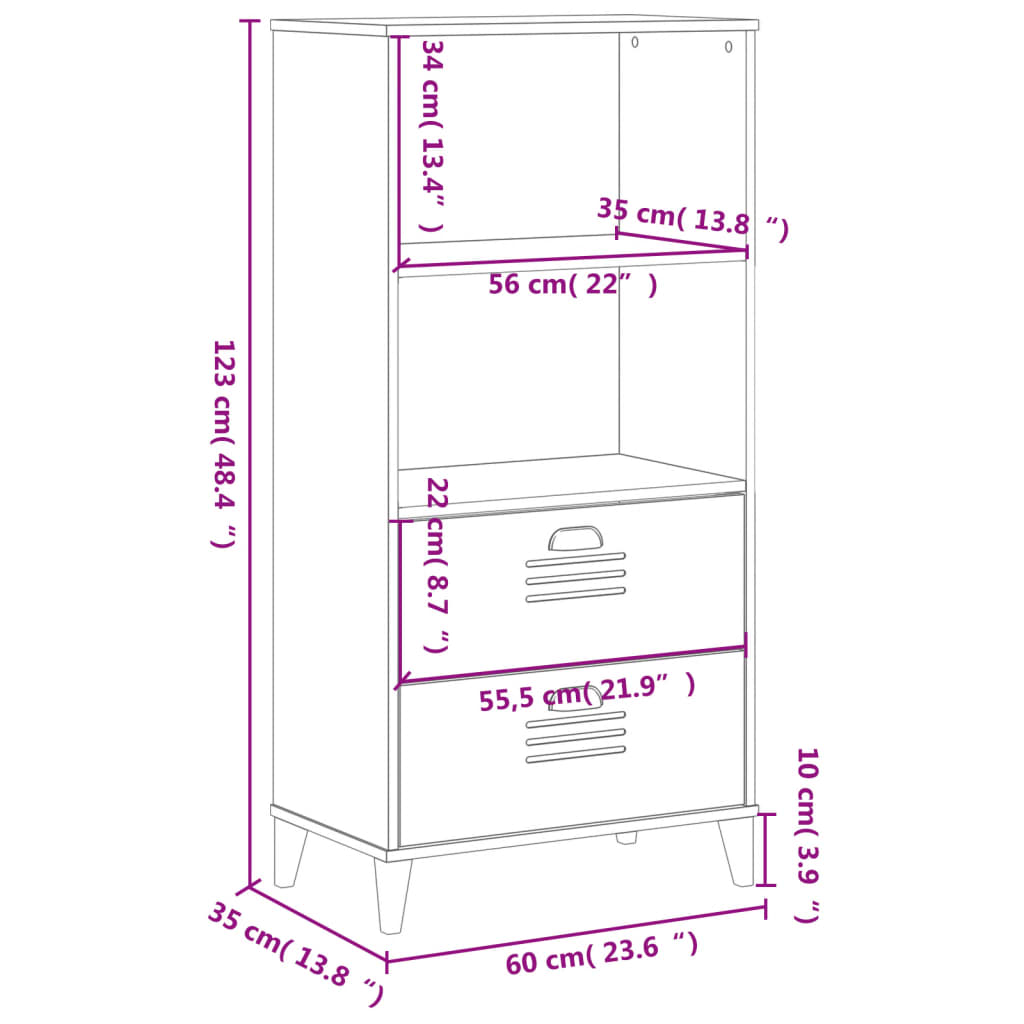 Regal za knjige VIKEN antracit sivi 60 x 35 x 123 cm drveni