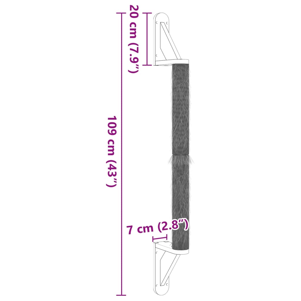 Zidna grebalica za mačke 109 cm od sisala