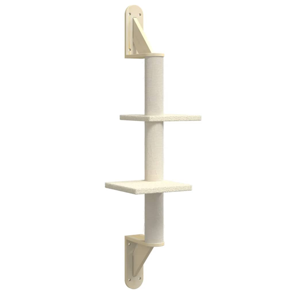 Zidna penjalica za mačke sa stupom za grebanje krem 108 cm