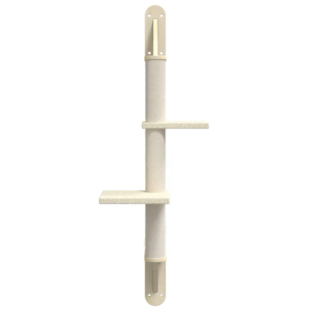 Zidna penjalica za mačke sa stupom za grebanje krem 108 cm