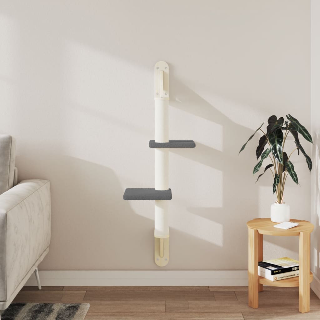 Zidna penjalica za mačke i stup za grebanje tamnosiva 108 cm
