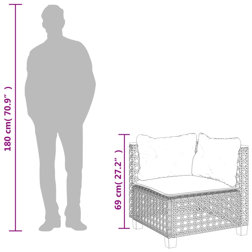 Kutna vrtna sofa s jastucima bež od poliratana
