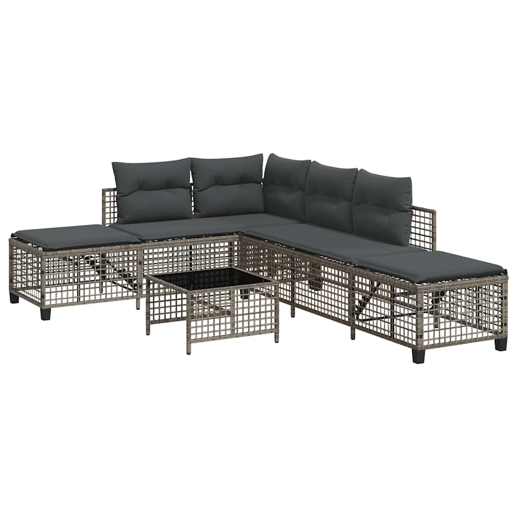 3-dijelni set kutne vrtnih sofa s jastucima sivi od poliratana