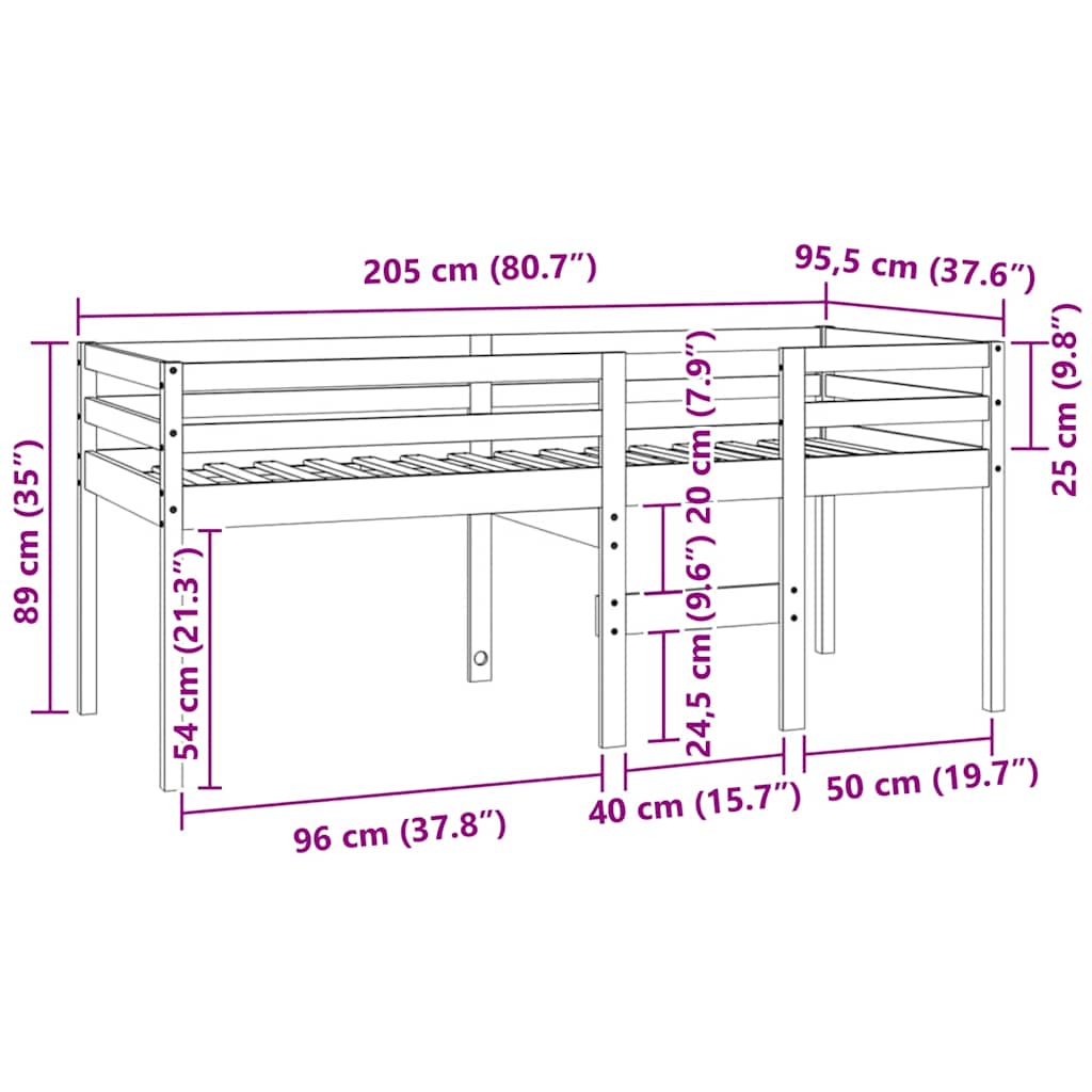 Visoki krevet voštano smeđi 90 x 200 cm od masivne borovine