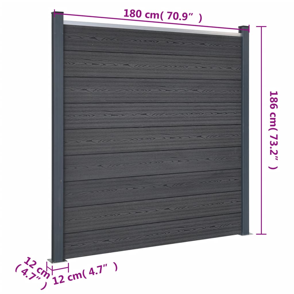 Set panela za ogradu sivi 699x186 cm WPC