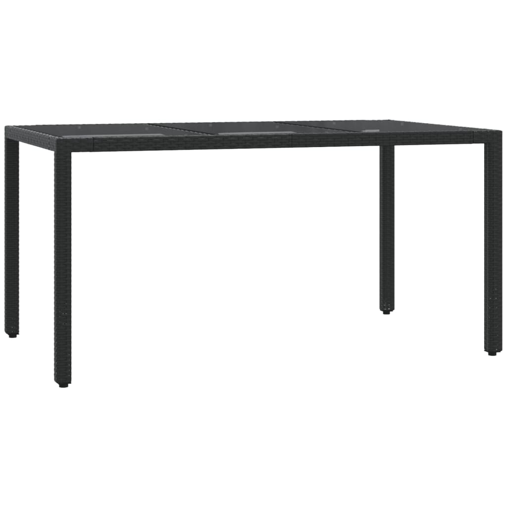 5-dijelni vrtni blagovaonski set s jastucima od poliratana crni Crna 150 cm table length
