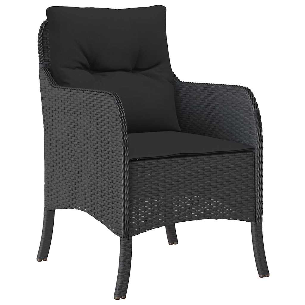 5-dijelni vrtni blagovaonski set s jastucima od poliratana crni Crna 150 cm table length