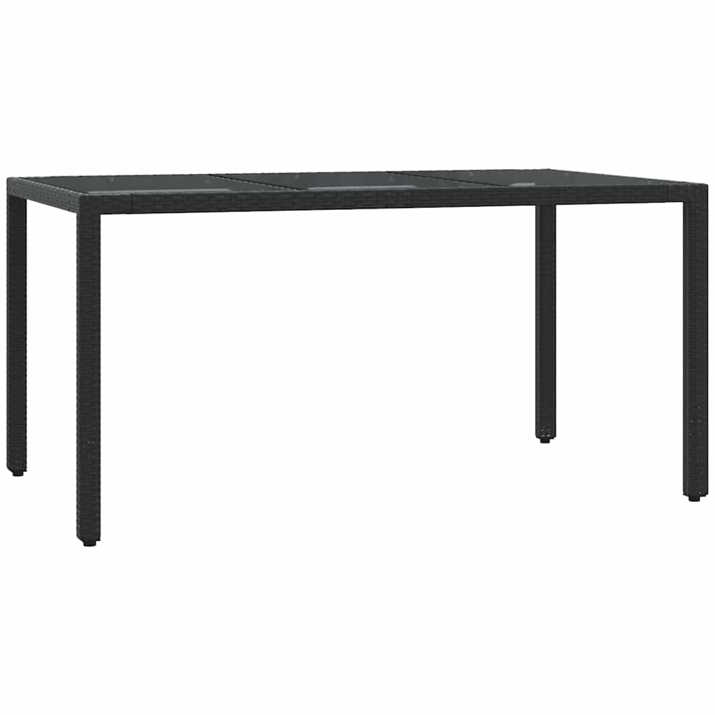 5-dijelni vrtni blagovaonski set s jastucima od poliratana crni Crna 150 cm table length
