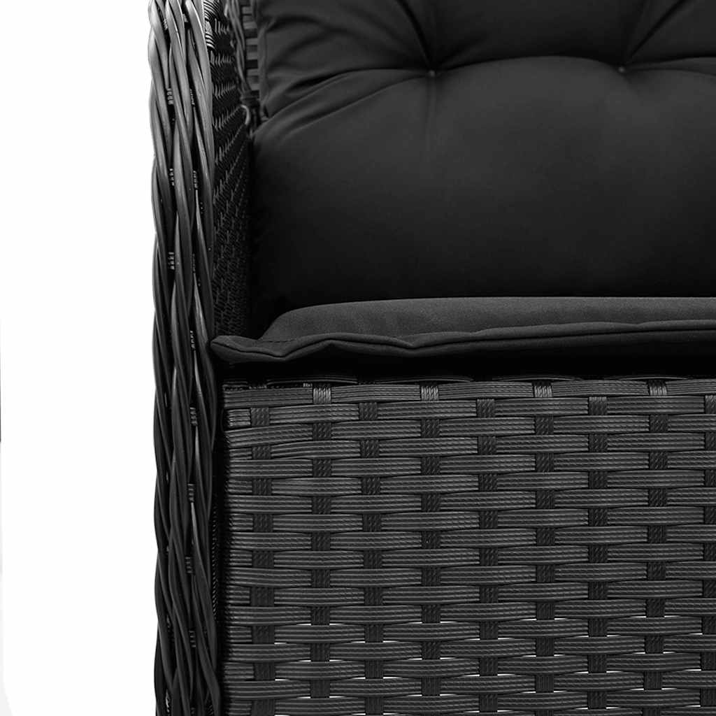 5-dijelni vrtni blagovaonski set s jastucima od poliratana crni Crna 150 cm table length