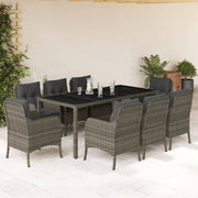 9-dijelni vrtni blagovaonski set sivi od poliratana Siva 190 cm table length