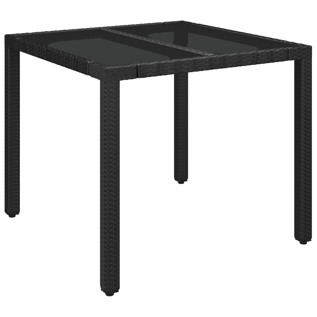 5-dijelni vrtni blagovaonski set s jastucima od poliratana crni Crna Dužina stola 90 cm