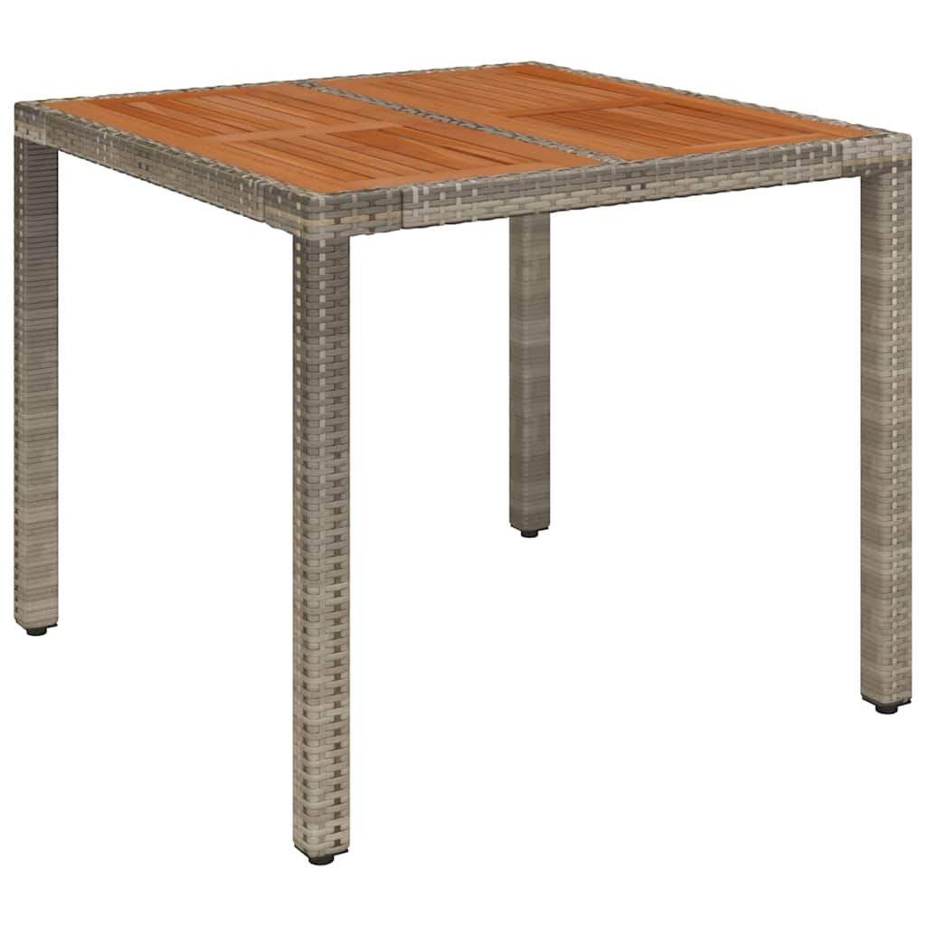 3-dijelni bistro set od poliratana s jastucima sivi Siva 90 cm table length