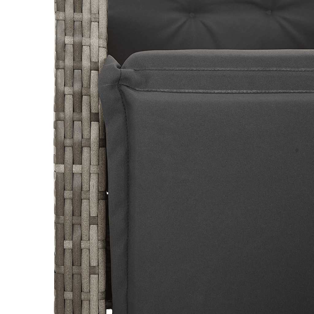 3-dijelni bistro set od poliratana s jastucima sivi Siva 90 cm table length