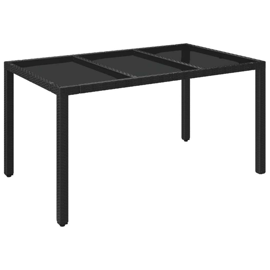 7-dijelni vrtni blagovaonski set s jastucima crni od poliratana