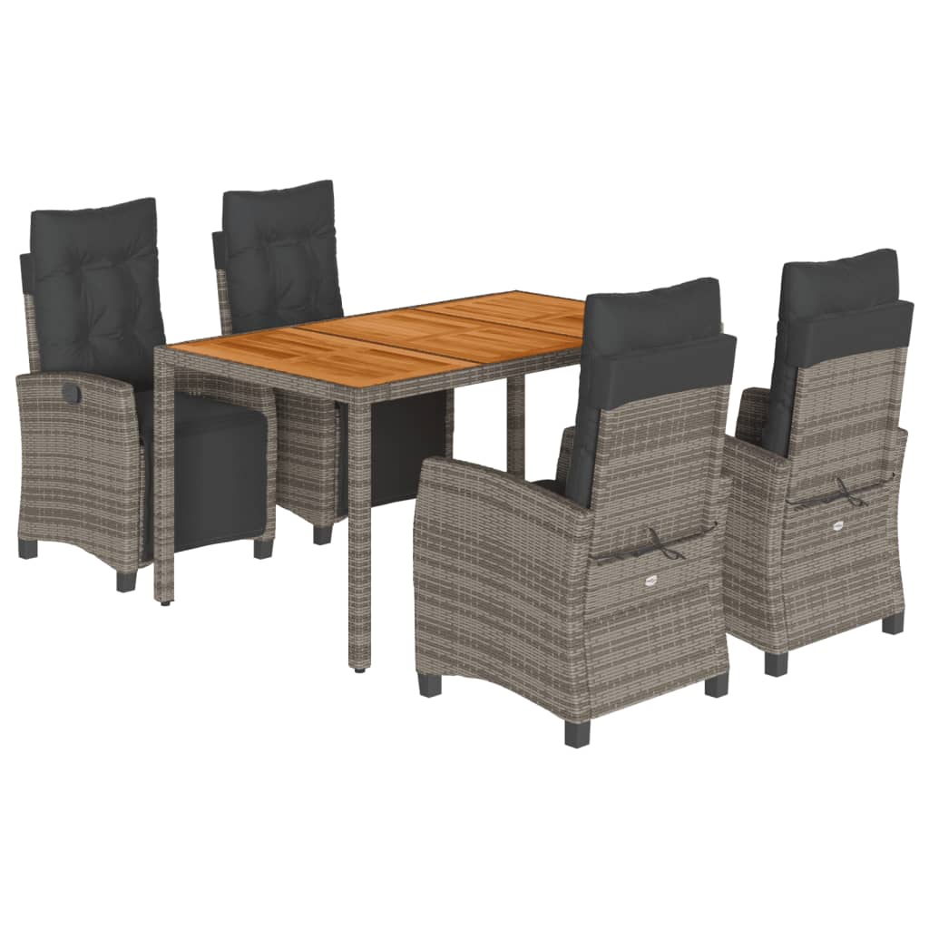 5-dijelni vrtni blagovaonski set sivi od poliratana Siva 150 cm table length