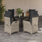 5-dijelni vrtni blagovaonski set od poliratana s jastucima sivi Siva 80 x 80 x 74 cm