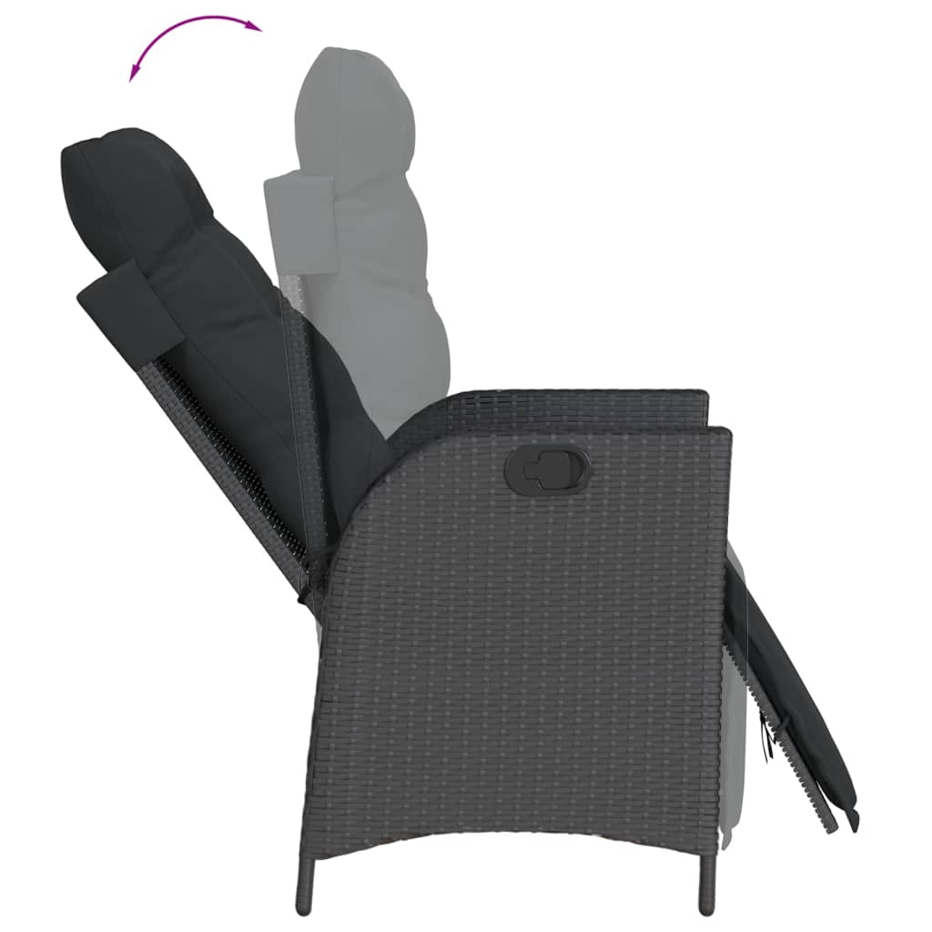 5-dijelni vrtni blagovaonski set s jastucima od poliratana crni Crna Dužina stola 90 cm