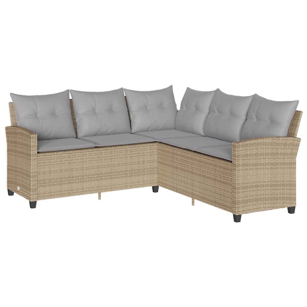 Vrtni set od 6 dijelova s jastucima, L-oblikovani, bež, poliratan