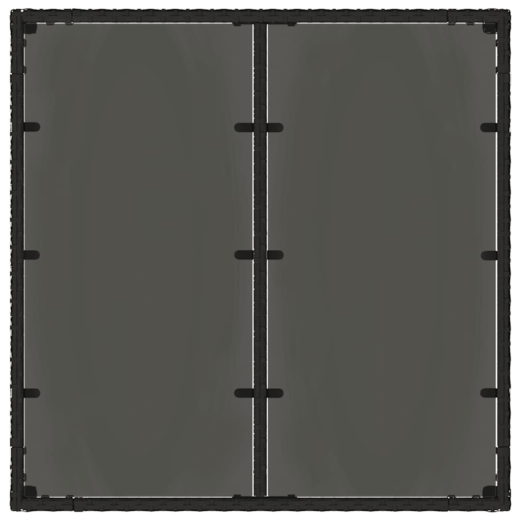 Vrtni stol sa staklenom pločom crni 90x90x75 cm od poliratana