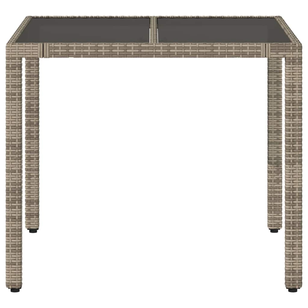Vrtni stol sa staklenom pločom sivi 90x90x75 cm od poliratana