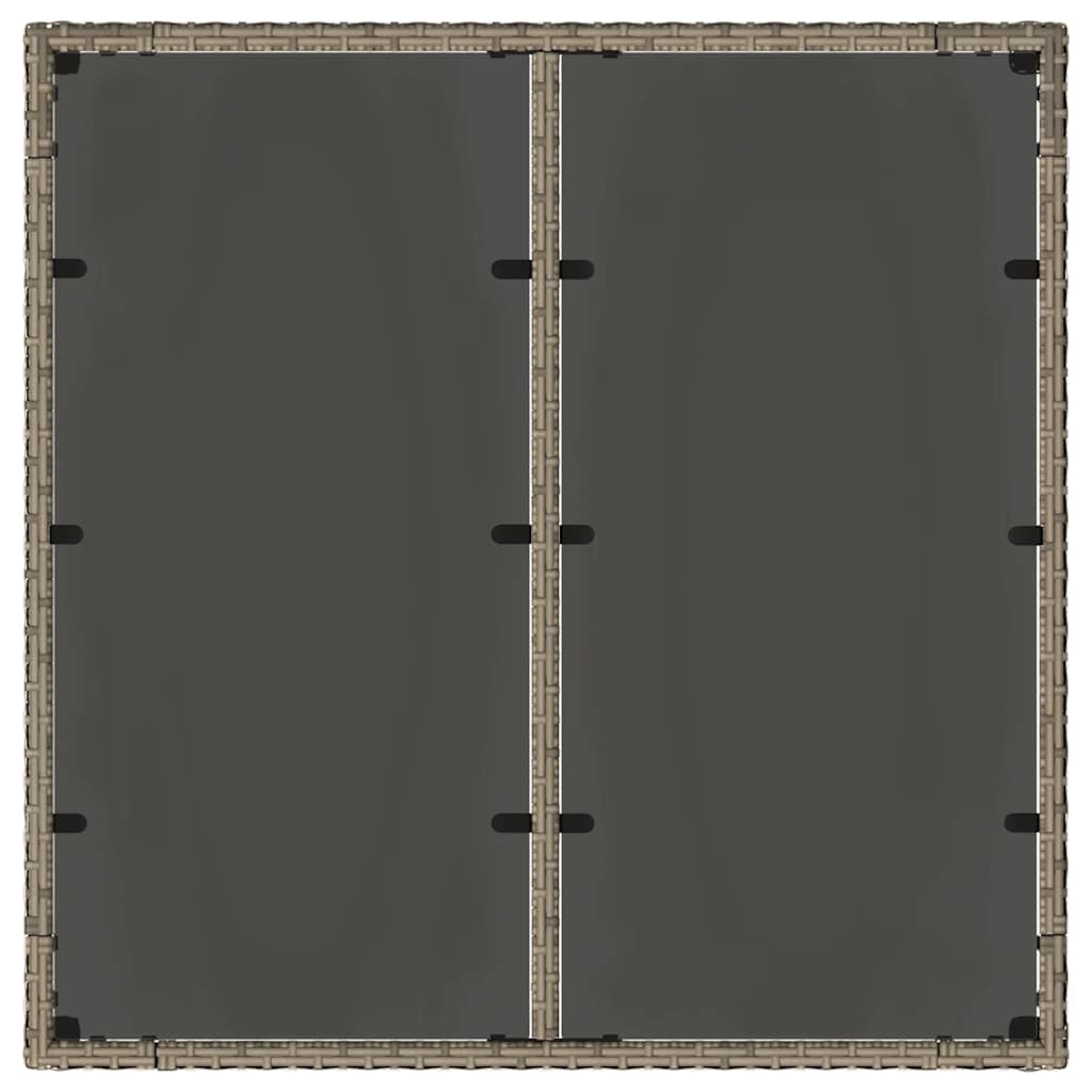 Vrtni stol sa staklenom pločom sivi 90x90x75 cm od poliratana