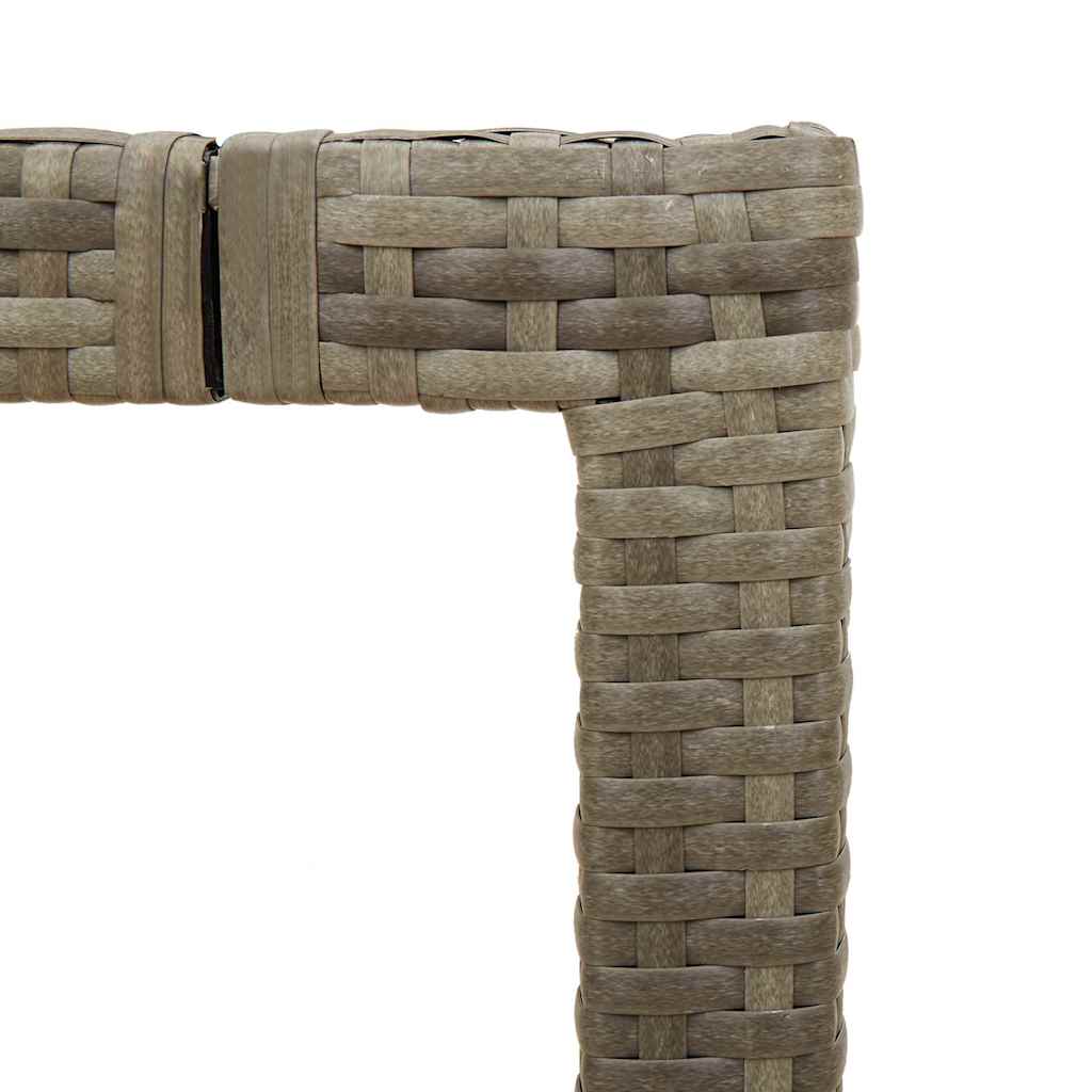 Vrtni stol sa staklenom pločom sivi 90x90x75 cm od poliratana