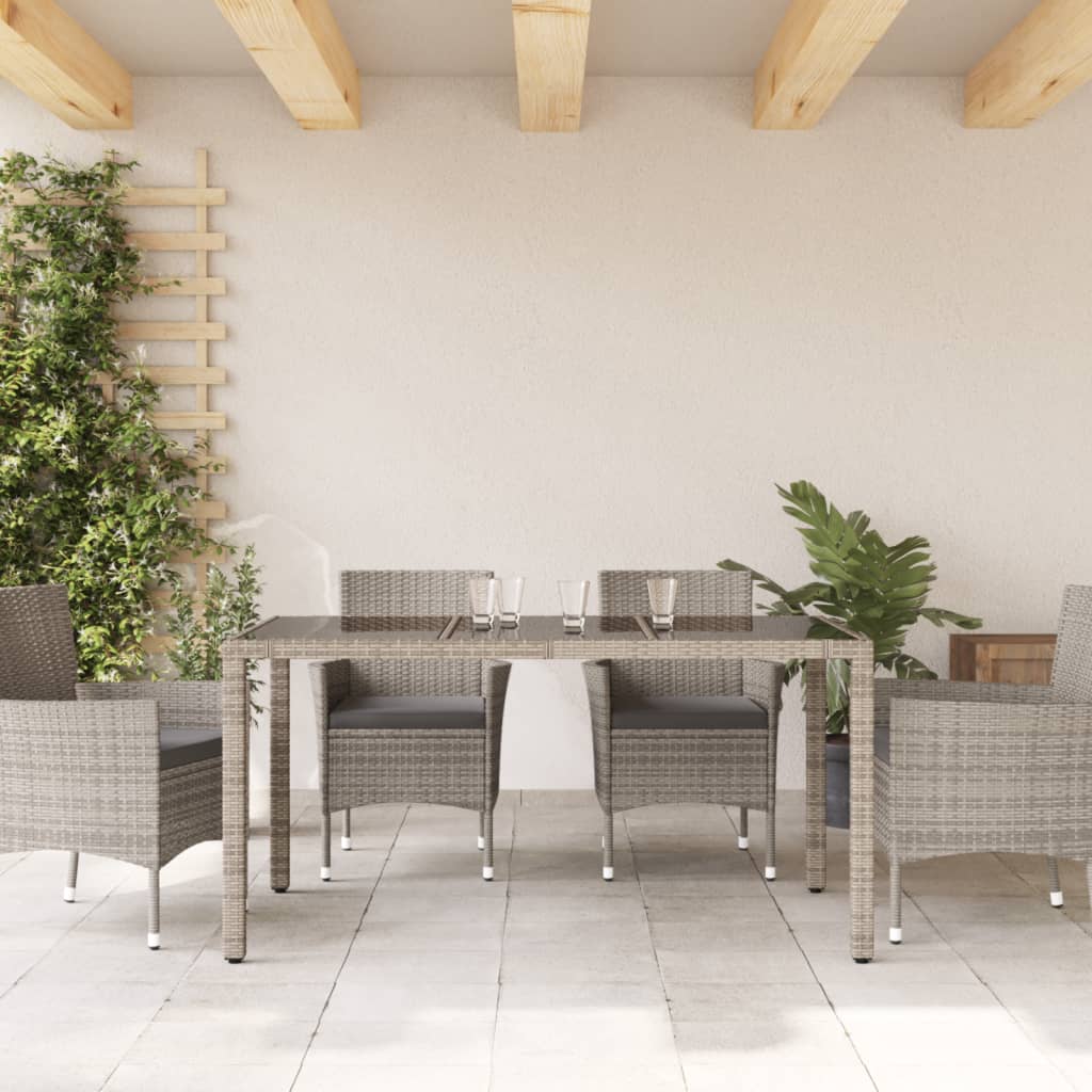 Vrtni stol sa staklenom pločom sivi 150x90x75 cm od poliratana
