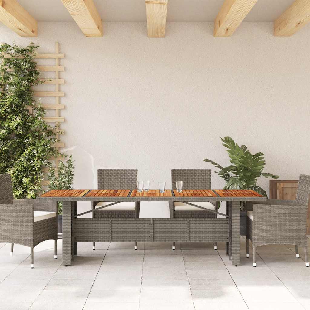 Vrtni stol s pločom od drva bagrema sivi 240x90x75cm poliratana