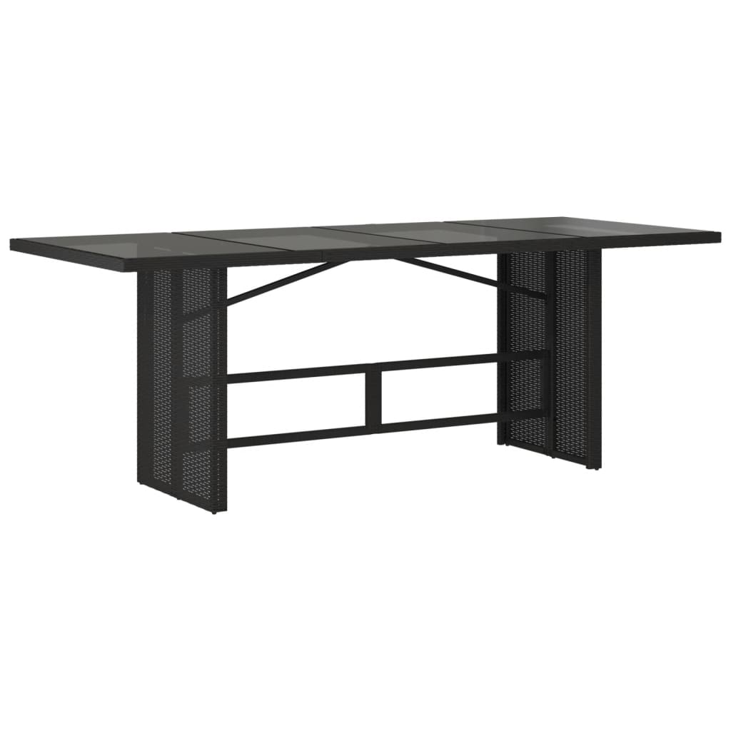 Vrtni stol sa staklenom pločom crni 190x80x75 cm od poliratana
