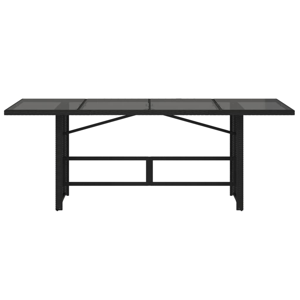 Vrtni stol sa staklenom pločom crni 190x80x75 cm od poliratana