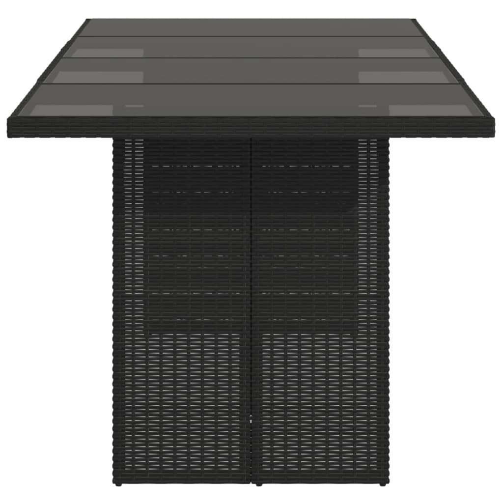 Vrtni stol sa staklenom pločom crni 190x80x75 cm od poliratana