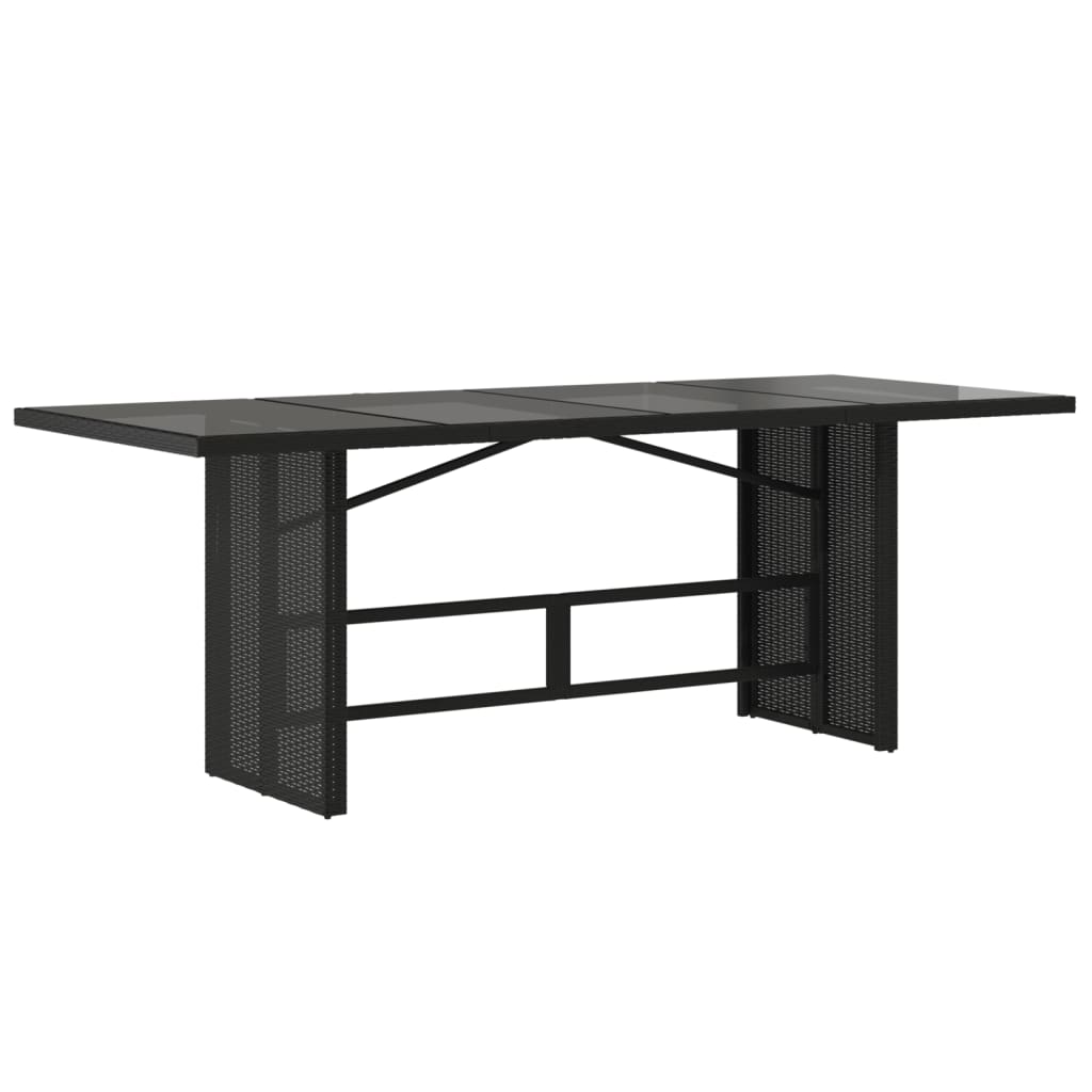 Vrtni stol sa staklenom pločom crni 190x80x75 cm od poliratana