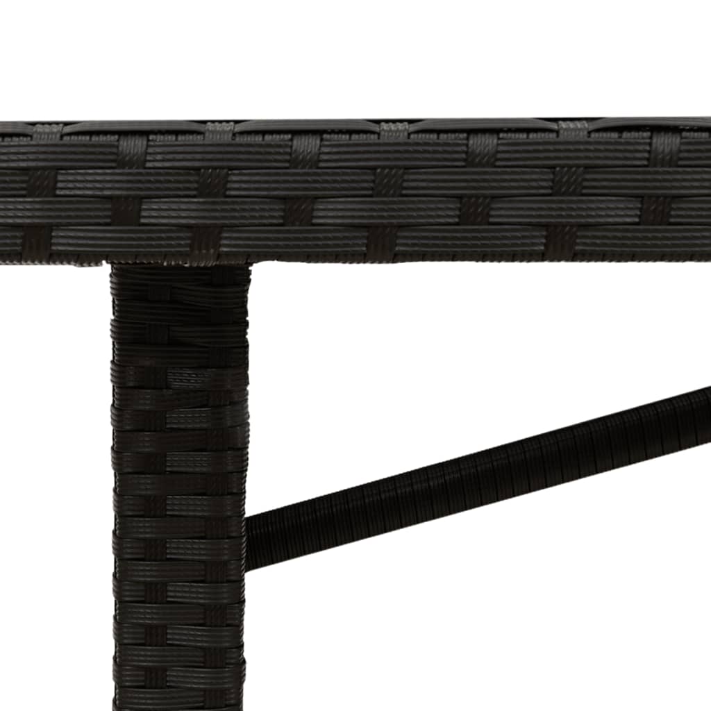 Vrtni stol sa staklenom pločom crni 190x80x75 cm od poliratana