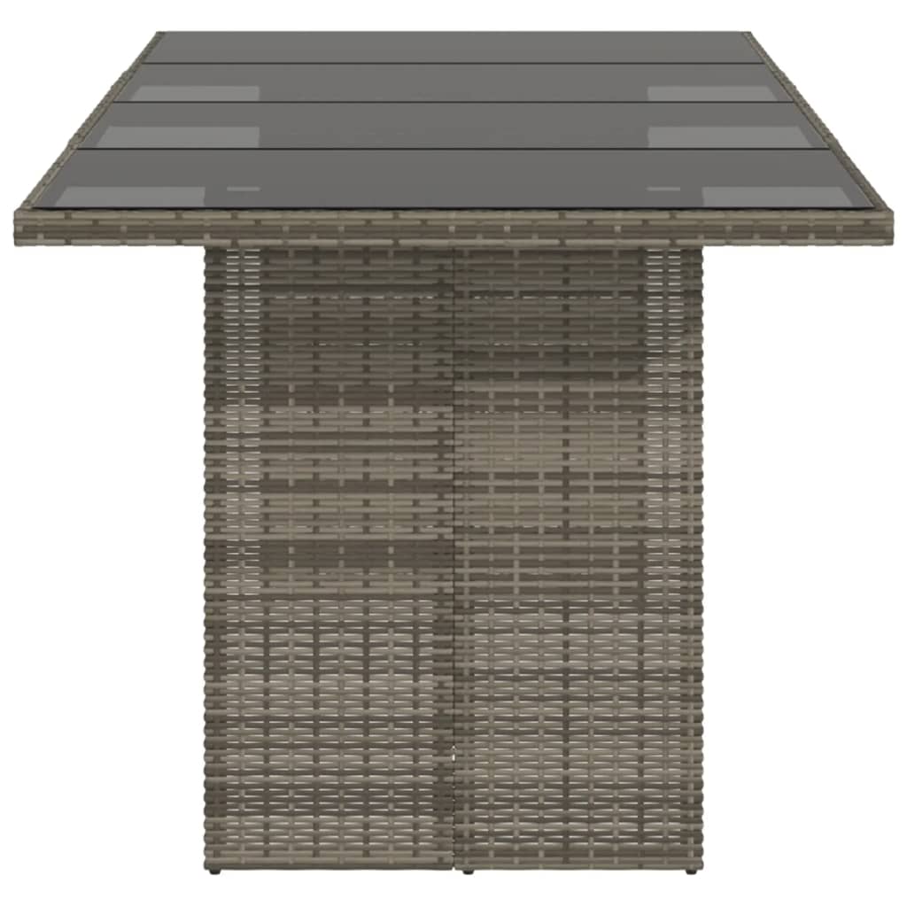 Vrtni stol sa staklenom pločom sivi 190x80x75 cm od poliratana