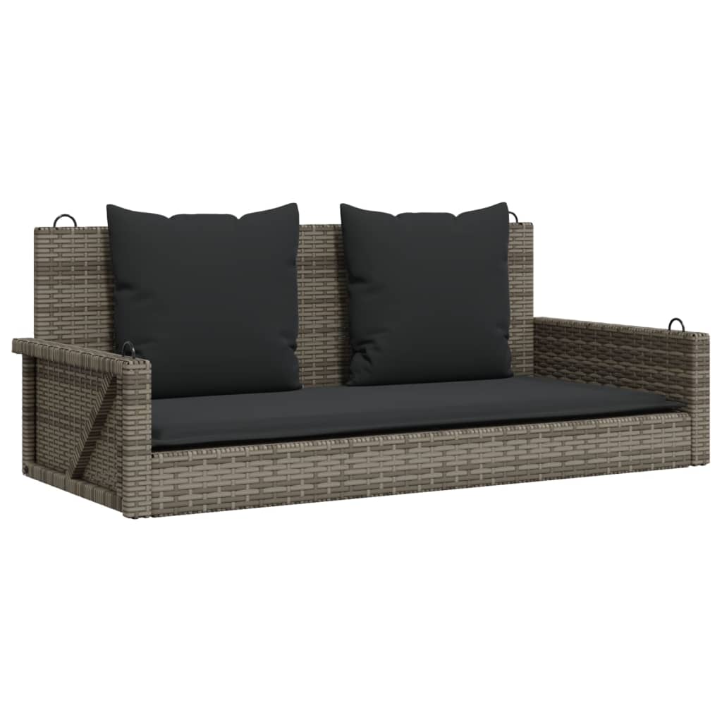 Klupa za ljuljanje s jastucima siva 119x56x48 cm od poliratana