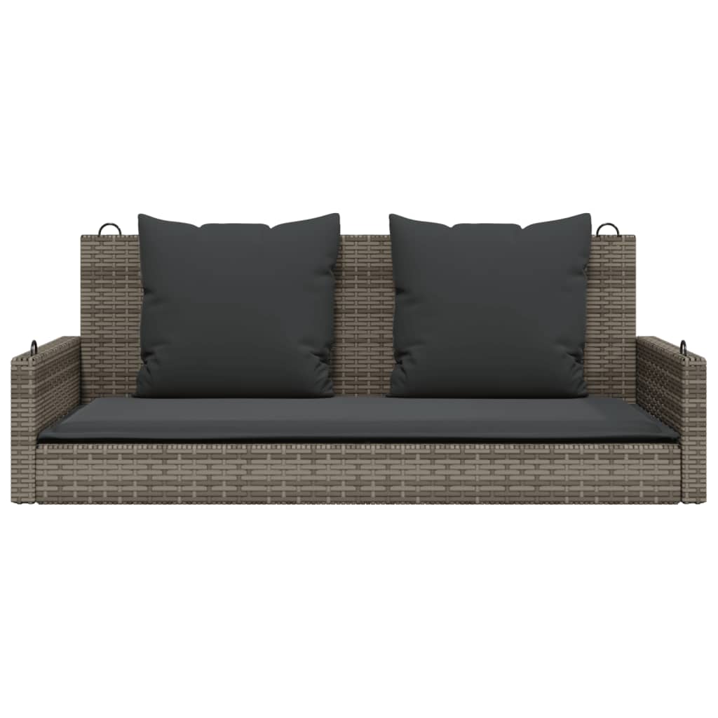 Klupa za ljuljanje s jastucima siva 119x56x48 cm od poliratana
