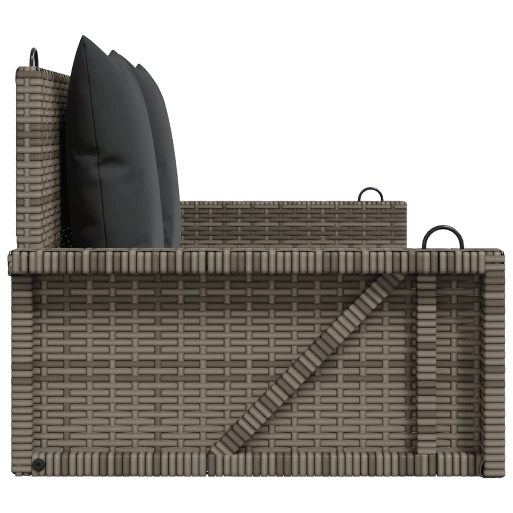 Klupa za ljuljanje s jastucima siva 119x56x48 cm od poliratana