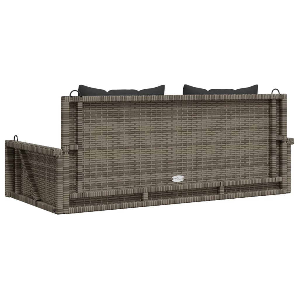 Klupa za ljuljanje s jastucima siva 119x56x48 cm od poliratana
