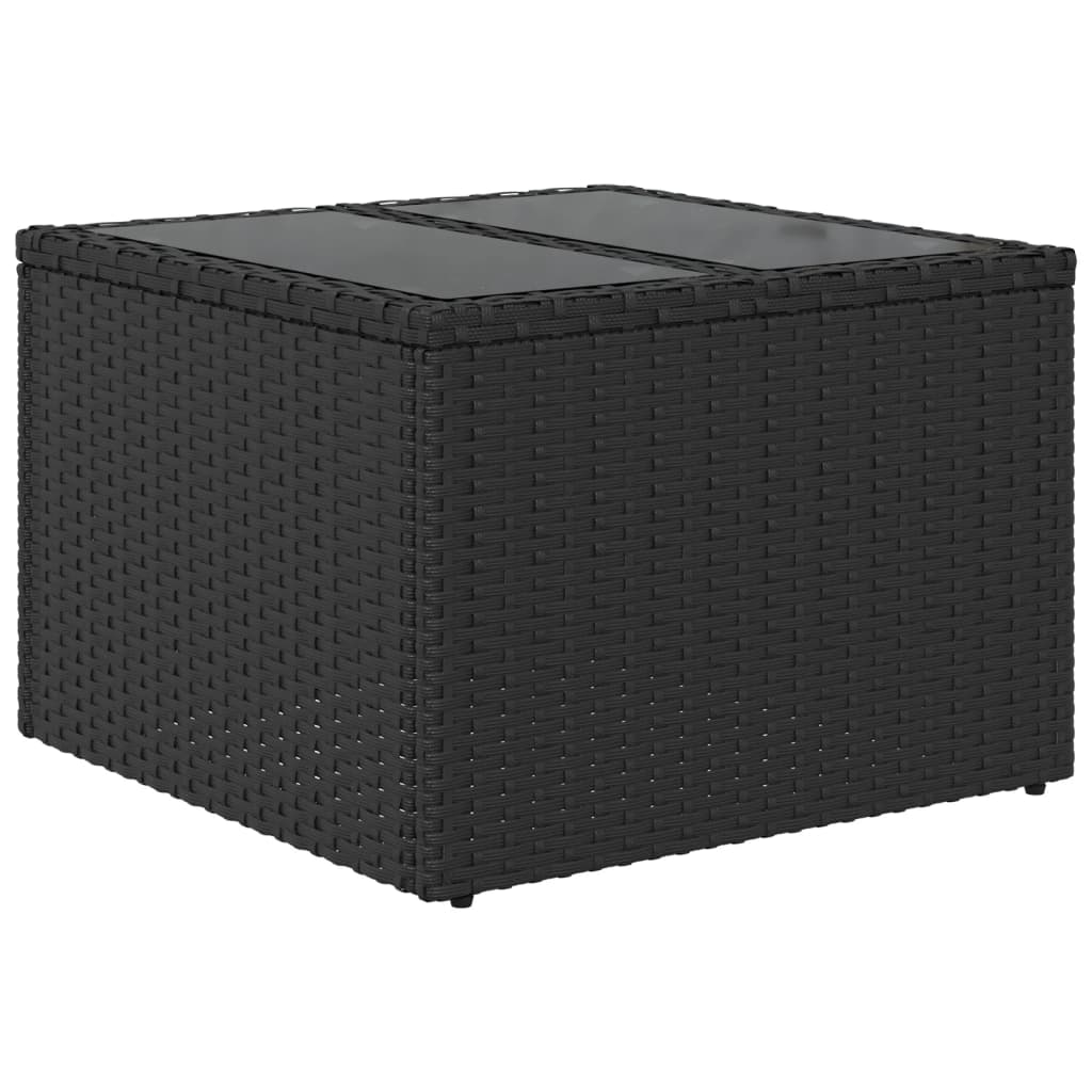 Vrtni stol sa staklenom pločom crni 55x55x37 cm poli ratan