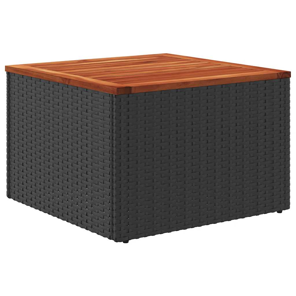 Vrtni stol crni 55x55x37 cm poli ratan i akacija