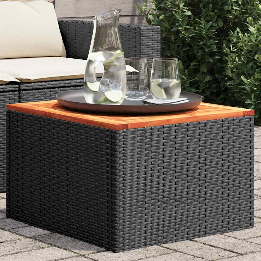 Vrtni stol crni 55x55x37 cm poli ratan i akacija