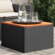 Vrtni stol crni 55x55x37 cm poli ratan i akacija