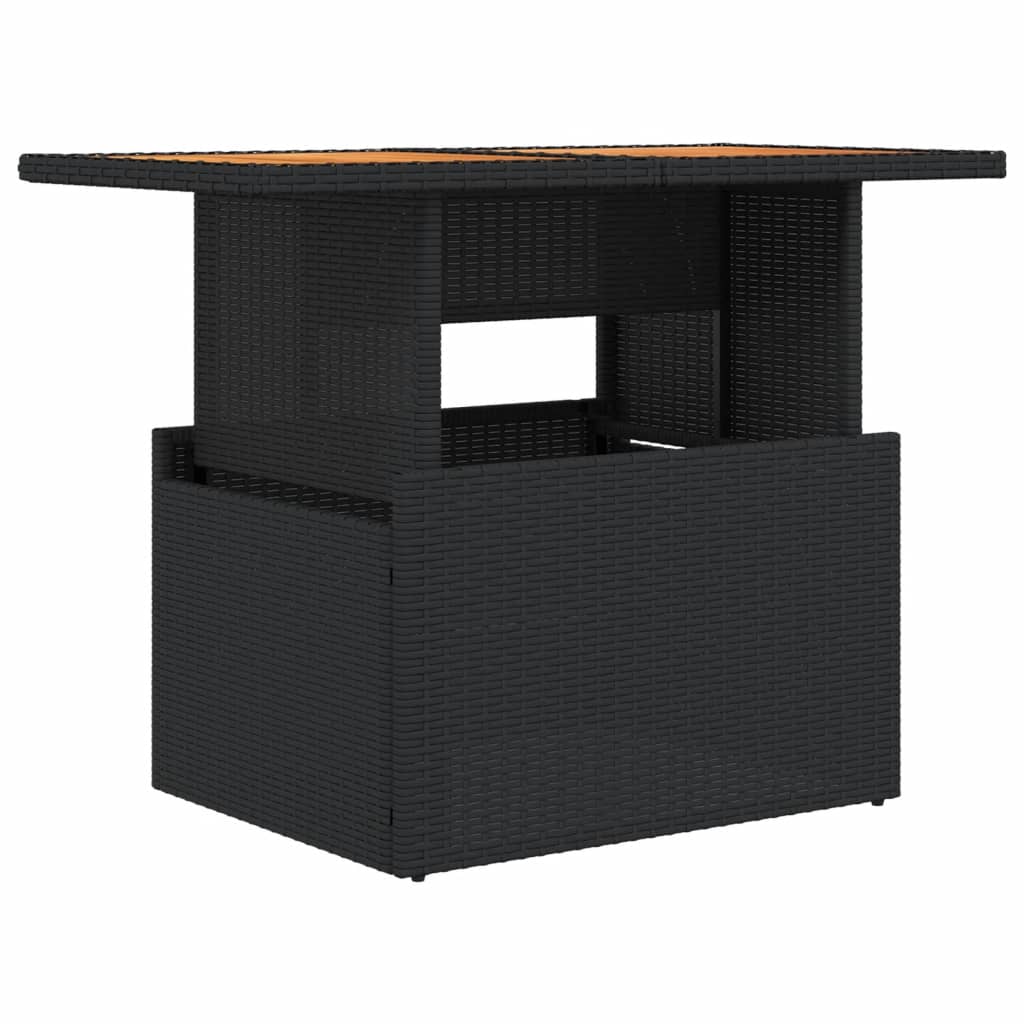Vrtni stol crni 100x55x73 cm od poliratana i bagremovog drva