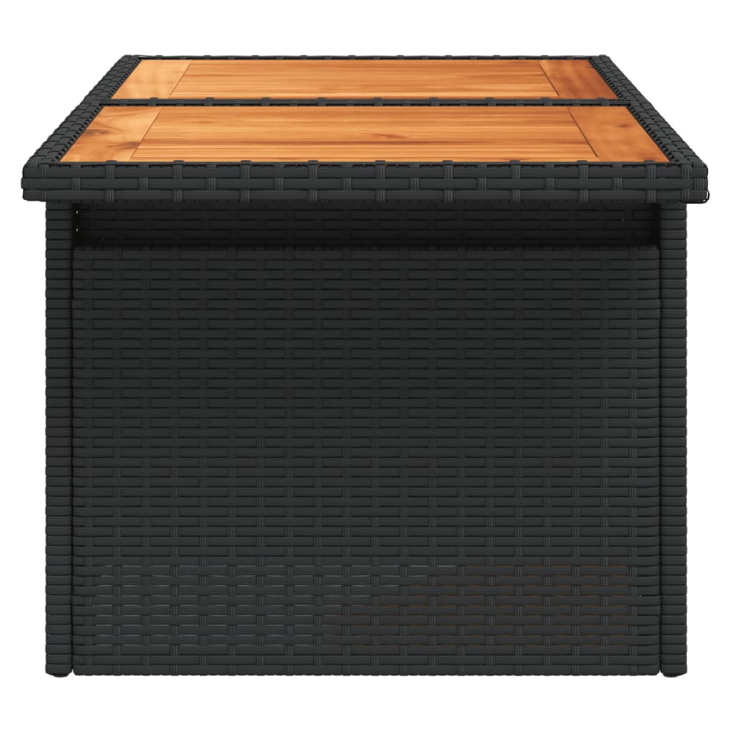Vrtni stol crni 100x55x73 cm od poliratana i bagremovog drva