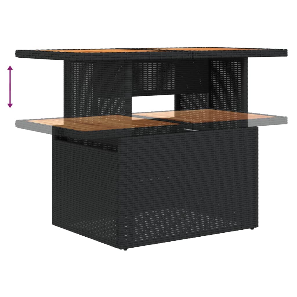 Vrtni stol crni 100x55x73 cm od poliratana i bagremovog drva