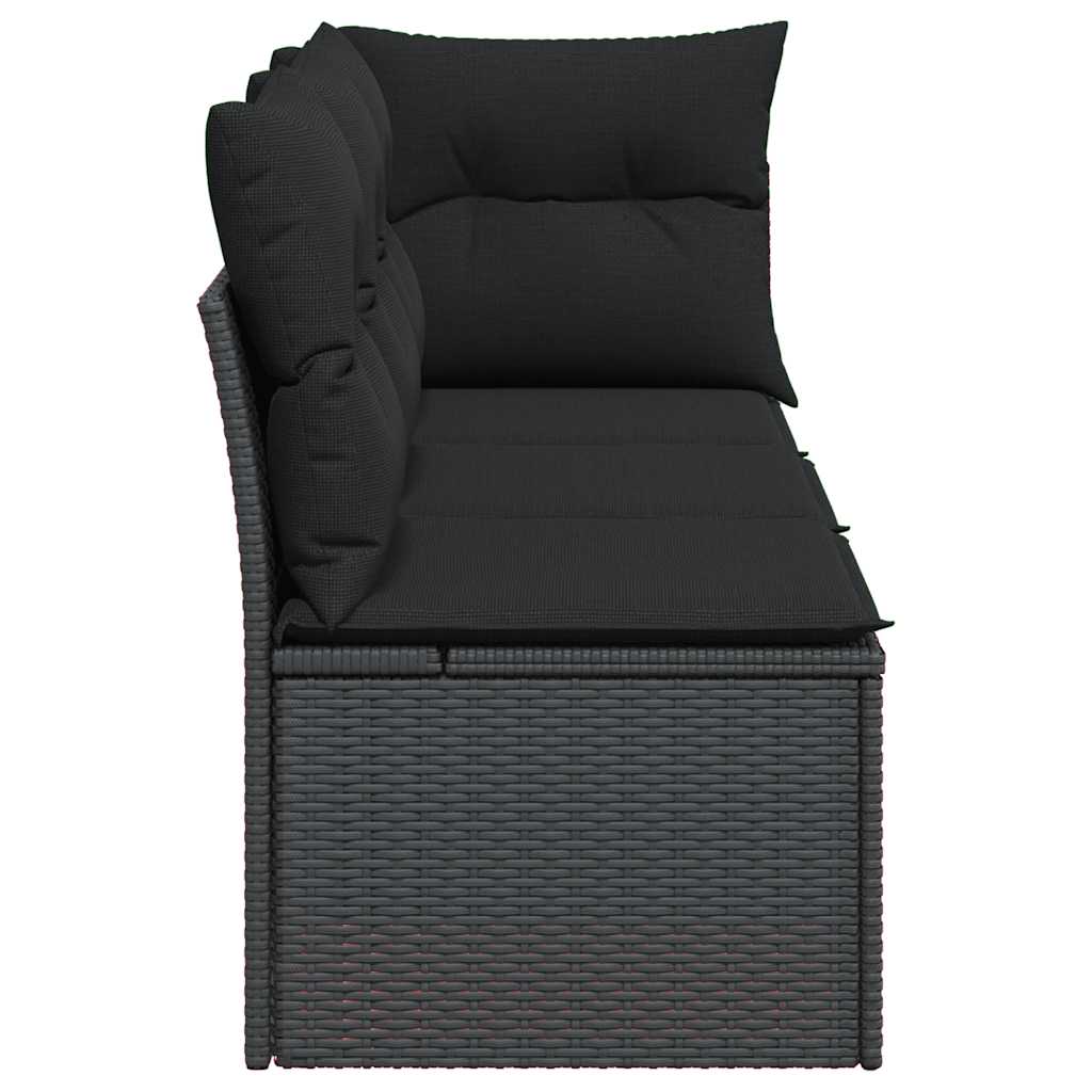Vrtna sofa s jastucima za 3 osobe, crna, poliratan