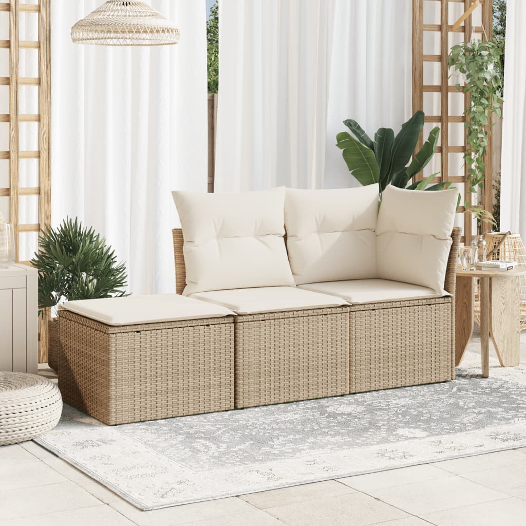 Vrtni tabure s jastukom bež 55 x 55 x 37 cm od poliratana